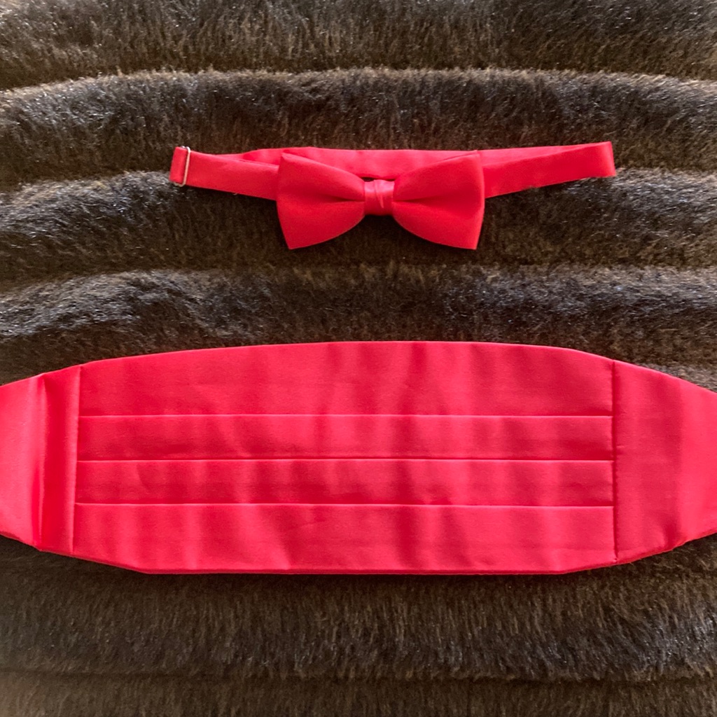 Men’s Red Cummerbund & Bow Tie Set